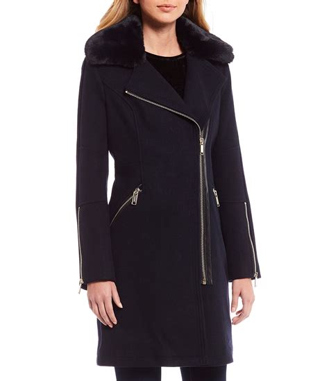 michael michael kors faux fur-trimmed wool blend coat|MICHAEL Michael Kors Faux.